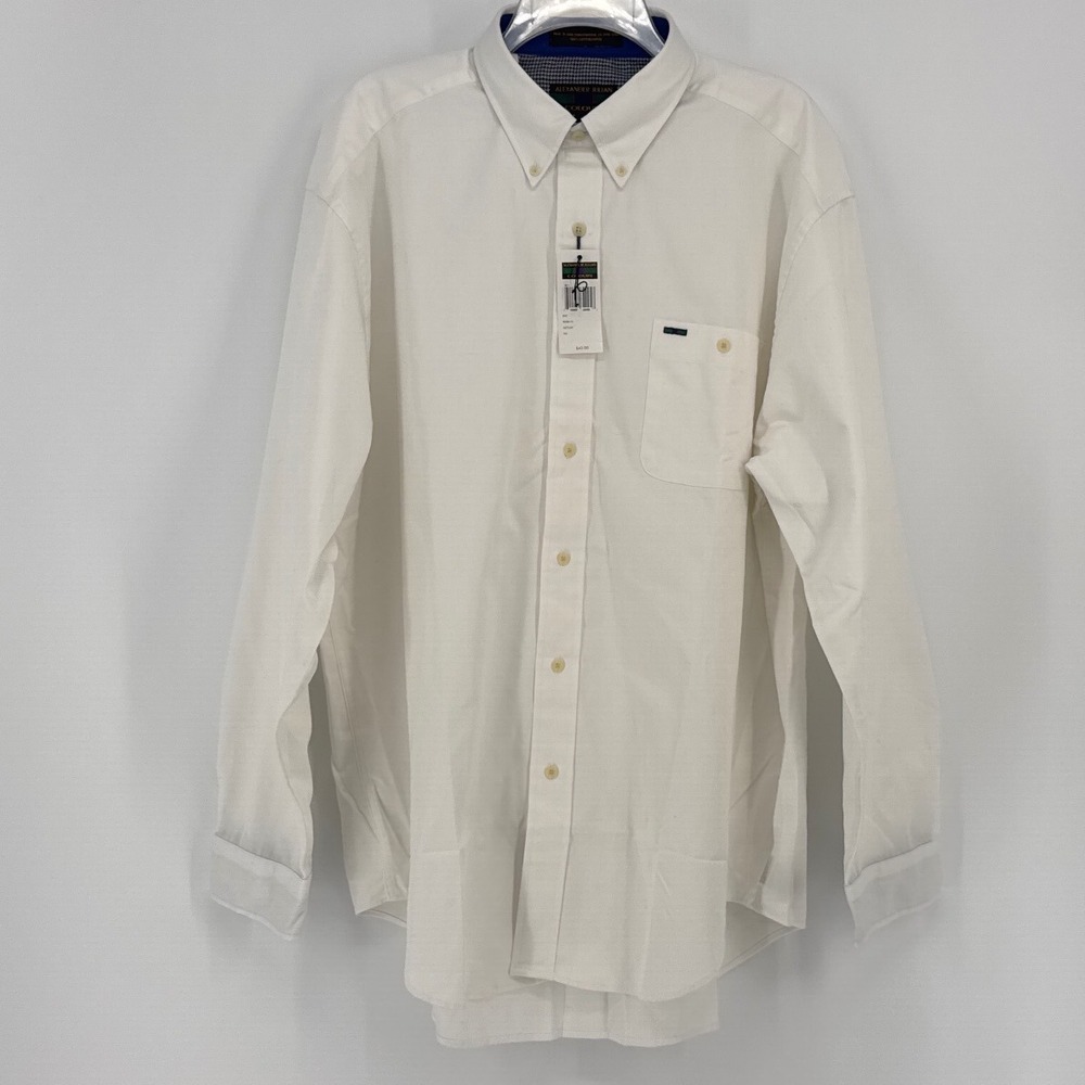 Alexander Julian Colours Mens Button Down XL White Cotton Twill LS Shirt
